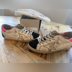 Golden Goose Sneakers with Black Toe and Gold Star